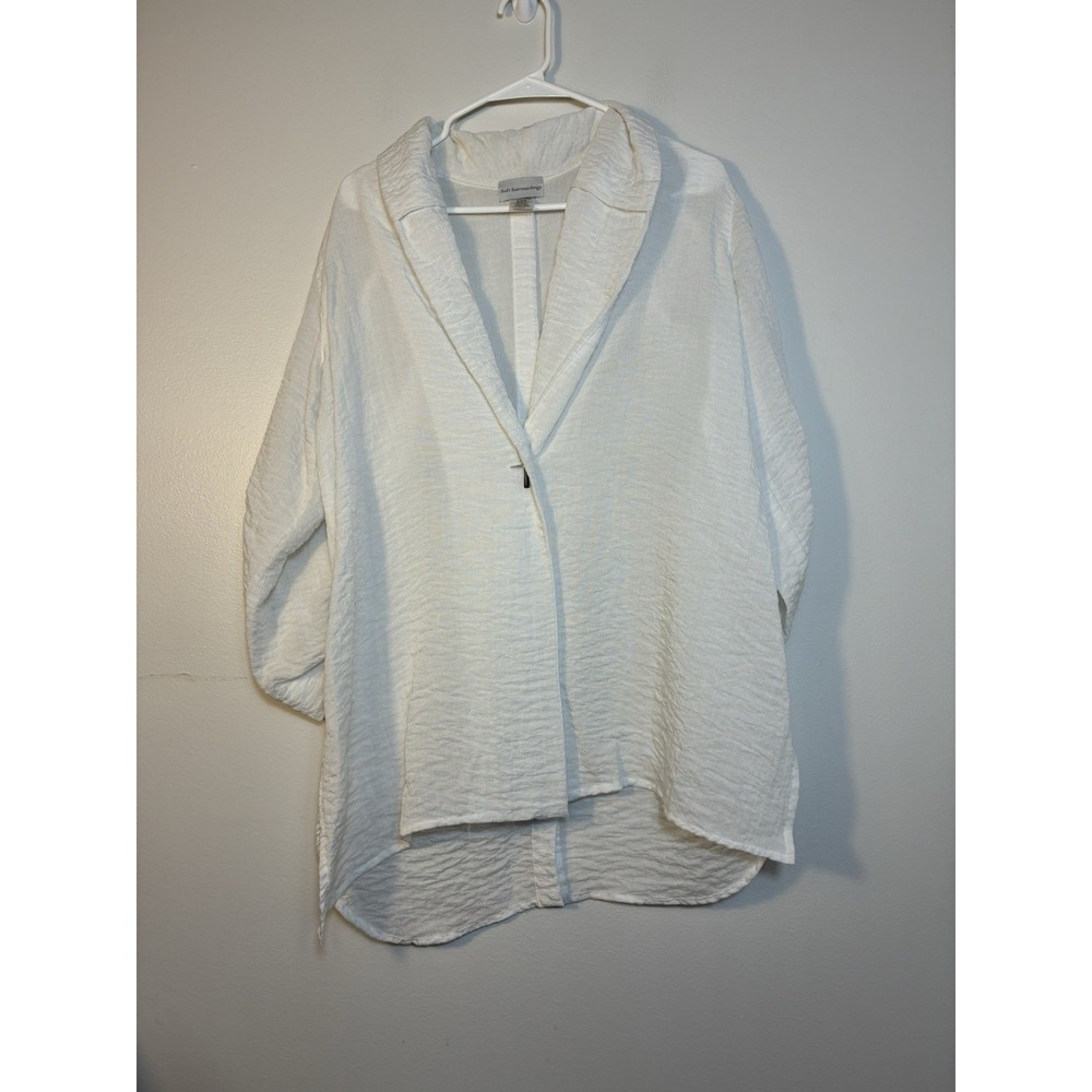 soft surroundings Lightweight Gauzy Jacket Sz XS Oversized One Button‎ Toggle
